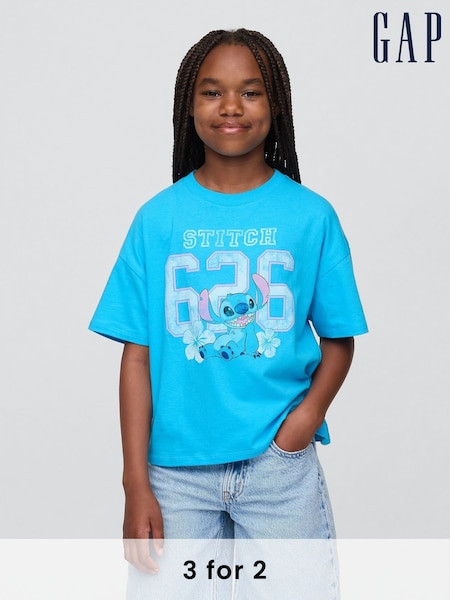 Gap Blue Lilo and Stitch Graphic Short Sleeve T-Shirt (4-13yrs) (W33176) | £14