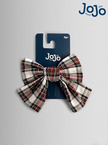 JoJo Maman Bébé Cream Check Large Tartan Bow (W33188) | £6.50