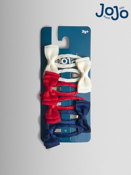 JoJo Maman Bébé Red 6-Pack Grosgrain Bow Clips (W33200) | £10
