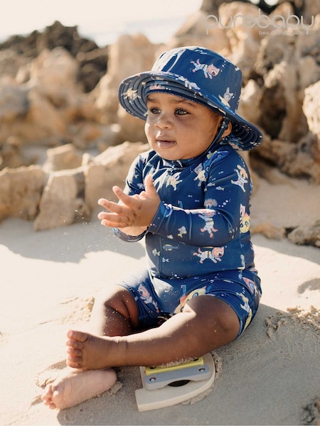 Purebaby Blue Submarine Long Sleeve Swim Sunsuit (W33216) | £28