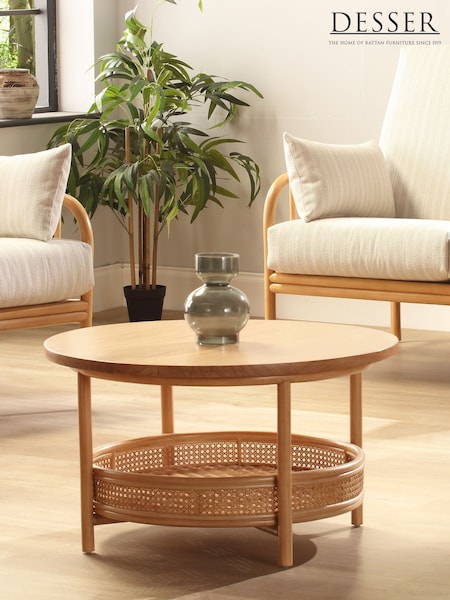 Desser Light Oak Aspen Rattan Conservatory Coffee Table (W33235) | £345