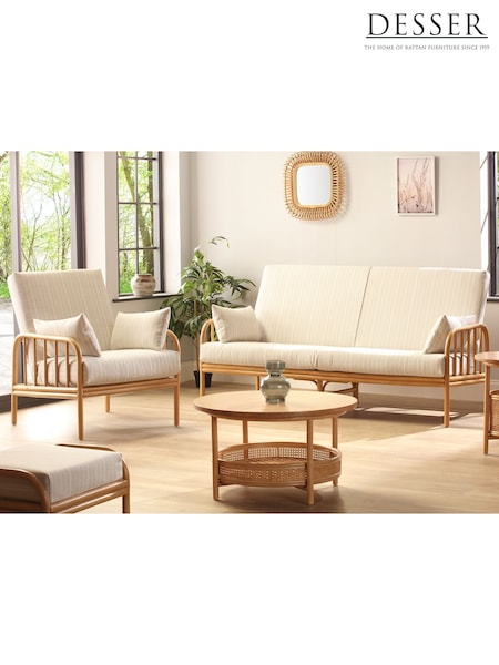Desser 6 Piece Light Oak Aspen Rattan Conservatory Sofa Set Cushions (W33236) | £2,600