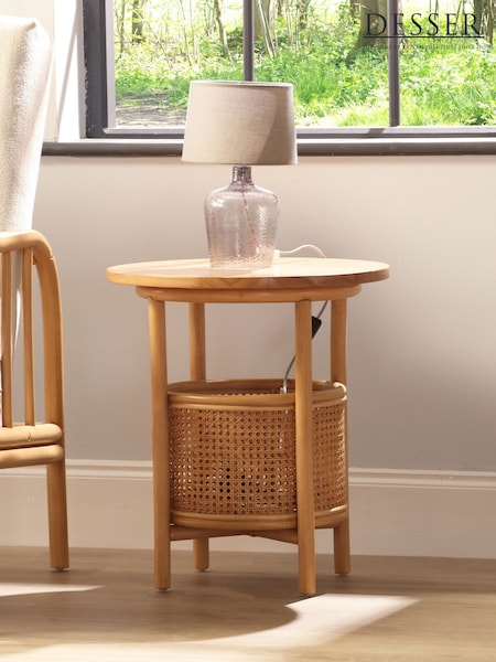 Desser Light Oak Aspen Rattan Conservatory Side Table (W33243) | £221