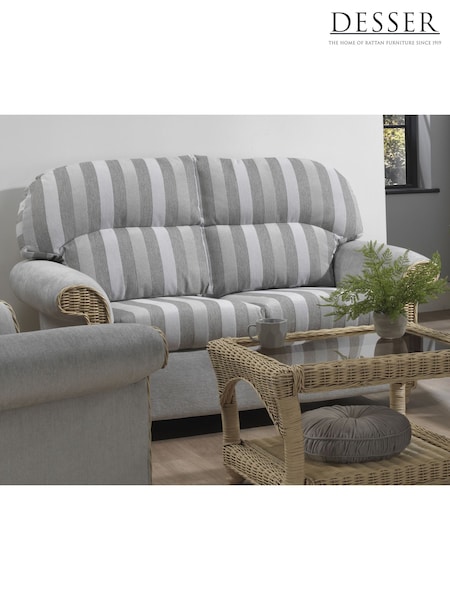 Desser Natural Samford Tradtional Back Rattan Stripe 2 Seater Sofa (W33249) | £710