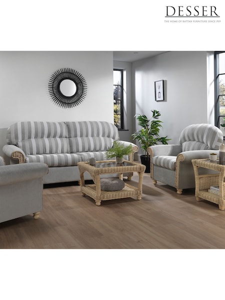 Desser 5 Piece Natural Samford Traditional Back Stripe Rattan Sofa Set (W33252) | £2,800