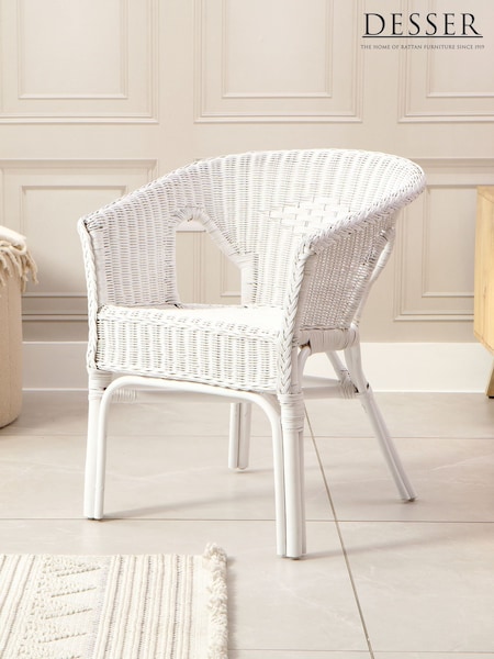 Desser White Rattan Wicker Loom Chair (W33254) | £119