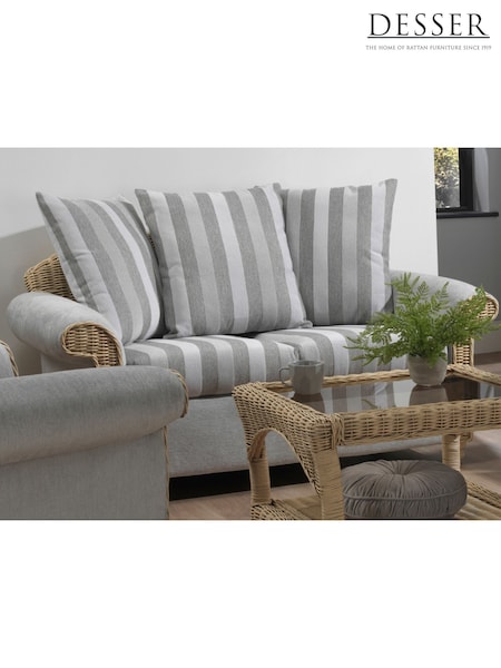 Desser Natural Samford Scatter Back Rattan 2 Seater Stripe Sofas (W33278) | £710