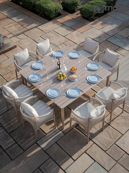 Maze Natural Linen Havana Garden 8 Seater Square Dining Set (W33321) | £2,241
