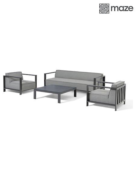 Maze Zinc Grey Ibiza Garden 3 Seater Sofa Set With Square Coffee (W33322) | £2,862