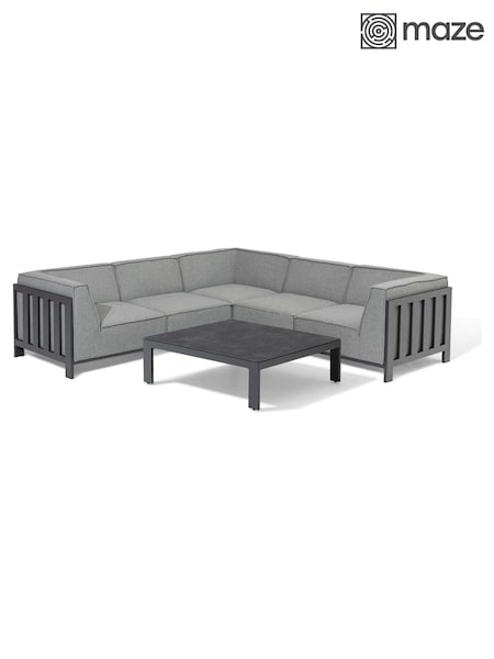 Maze Zinc Grey Small Ibiza Garden Corner Sofa Set With Square Coffee (W33323) | £3,508
