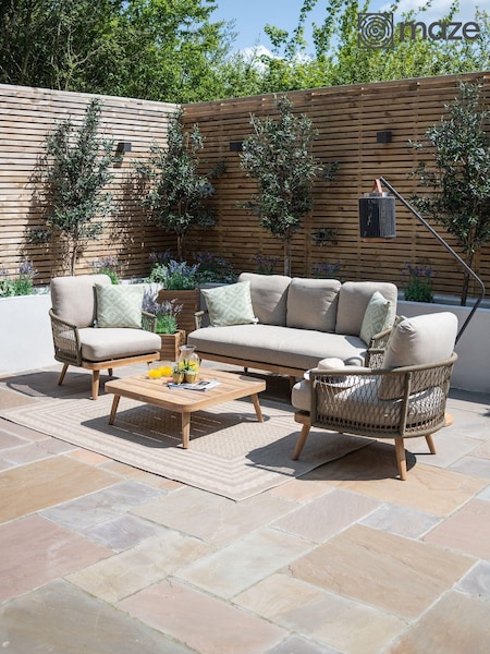 Maze Natural Bali Garden Rope Weave 3 Seater Lounge Set (W33325) | £1,449