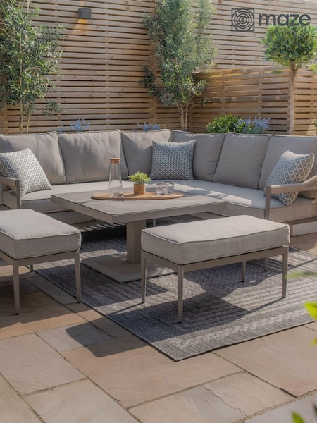 Maze Cool Linen Florence Garden Small Corner Dining Set With Squar Table (W33326) | £1,230