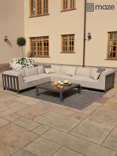 Maze Oatmeal Ibiza Garden Medium Corner Sofa Set With Square Co (W33331) | £3,999
