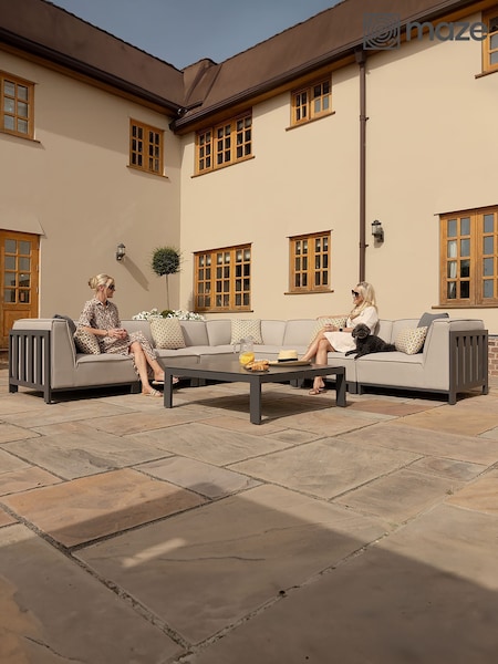 Maze Oatmeal Ibiza Garden Large Corner Sofa Set With Square Coffee Table (W33332) | £4,399