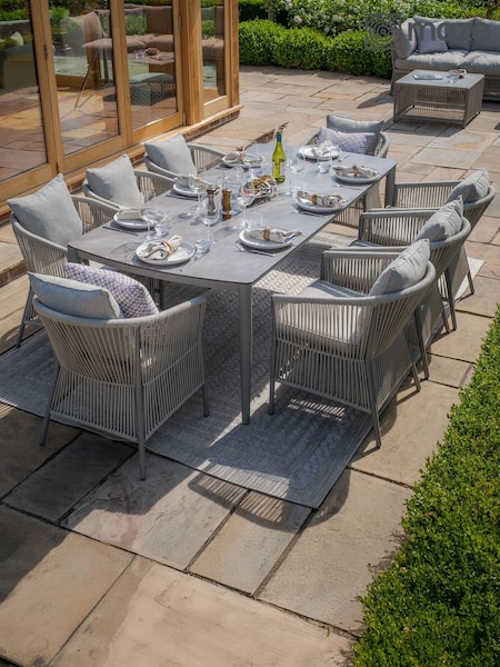 Maze Cool Linen Maldives Garden 8 Seater Rectangular Dining Set (W33333) | £2,315