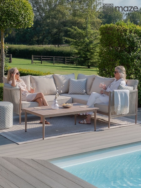 Maze Natural Linen Havana Garden Corner Sofa Set (W33346) | £1,793