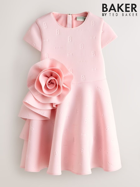 Baker by Ted Baker Pink 3D Corsage Embossed Scuba Dress (W33366) | £45 - £50