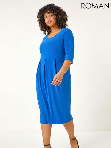 Roman Blue Curve Cocoon Pocket Detail Midi Dress (W33380) | £45
