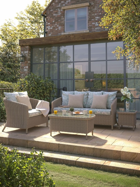 Laura Ashley 4 Piece Cream Arley Garden Rattan Sofa Set With Parterre Cushions (W33417) | £2,100
