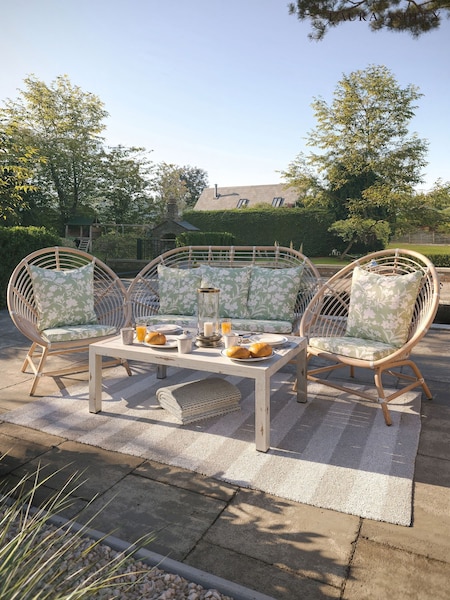 Laura Ashley 4 Piece White Havana Garden Rattan Sofa and Coffee Table Cushions (W33465) | £1,650