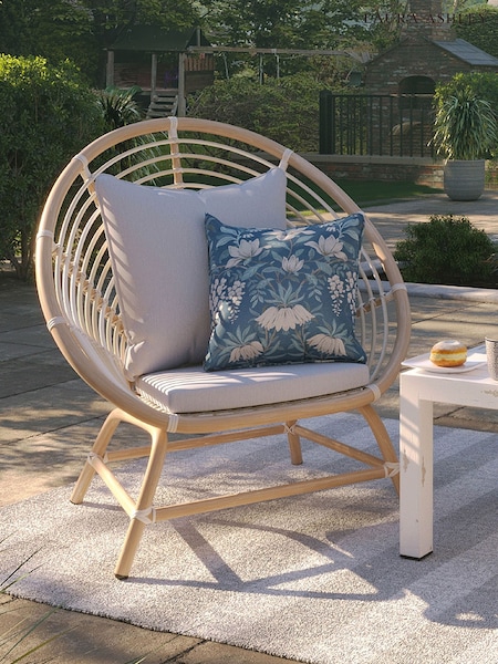 Laura Ashley White Havana Garden Rattan Chair with Saunton Dove Grey Cushions (W33474) | £360