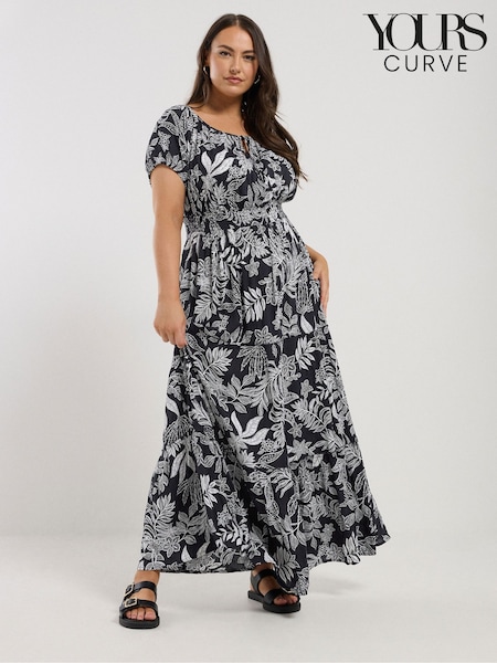 Yours Curve Blue Boho Bardot Maxi Dress (W33586) | £39