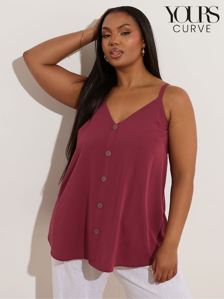 Yours Curve Red Button Woven Cami (W33594) | £20