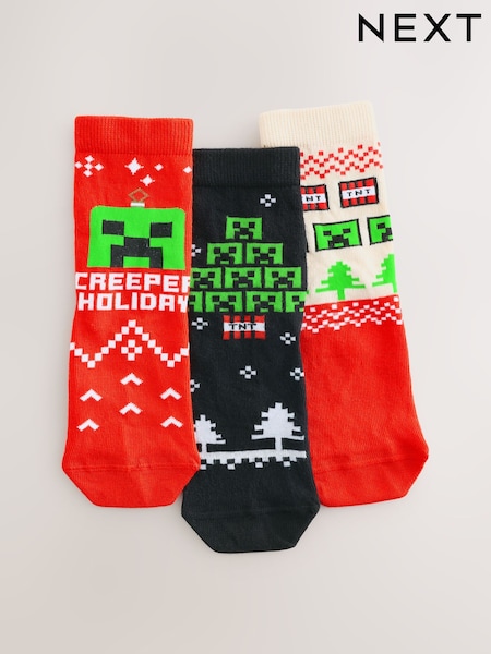 Minecraft Christmas License Character Cotton Rich Socks 3 Pack (W33710) | £9 - £11