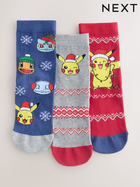 Pokémon Christmas License Character Cotton Rich Socks 3 Pack (W33717) | £9 - £11