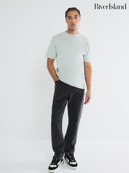River Island Green Slim Fit Short Sleeve 100% Cotton T-Shirt (W33734) | £17