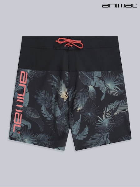 Animal Black Mens Brett Print Quick Drying Board Shorts (W33791) | £35