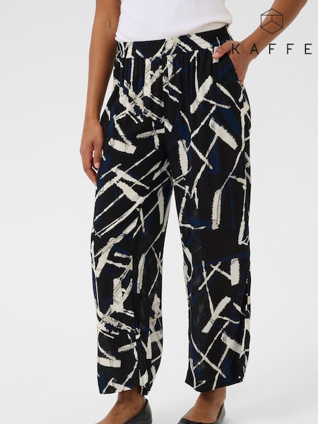 Kaffe Kadacia Amber Printed Black Trousers (W33860) | £45