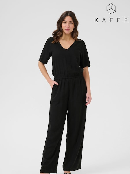 Kaffe KAmilia V-Neck Short Sleeve Black Jumpsuit (W33861) | £70
