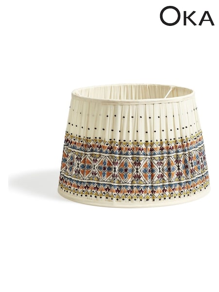 Oka Cream Ponto Embroidered Lampshade 35cm (W34154) | £125