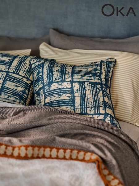 Oka Blue Taika Cushion Cover (W34166) | £75