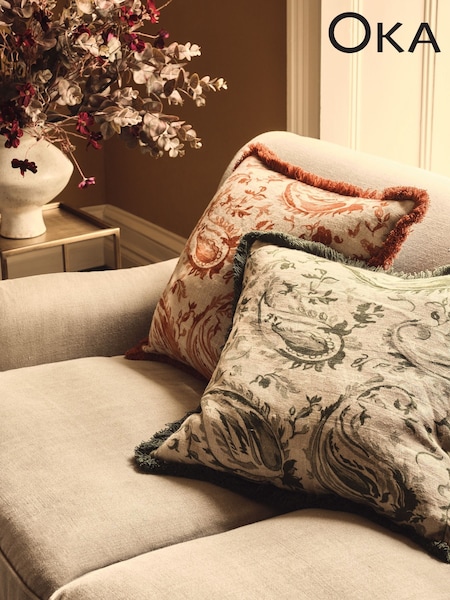 Oka Green Wilde Cushion Cover (W34174) | £70