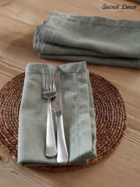 Secret Linen Store Olive Green Twill Napkins (W34270) | £35