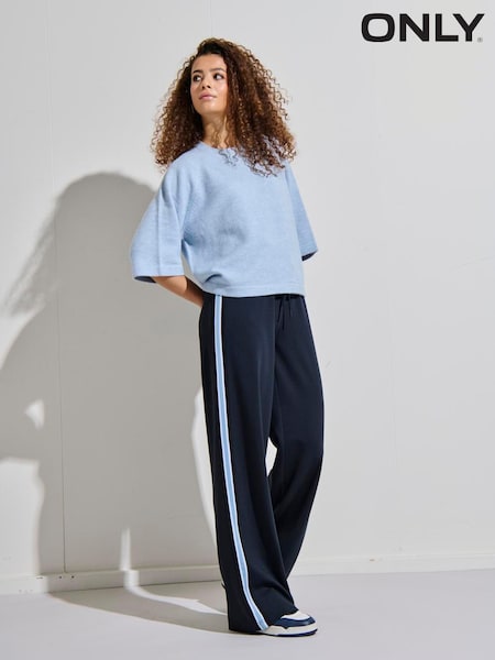 ONLY Blue Side Stripe Wide Leg Soft Joggers (W34605) | £40