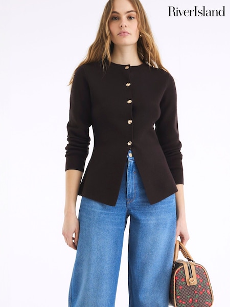 River Island Brown Button Up Cardigan (W34676) | £35