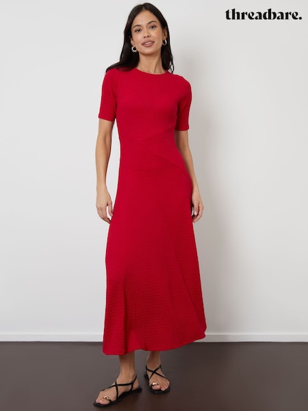 Threadbare Red Textured Jersey Maxi Dress (W34771) | £34