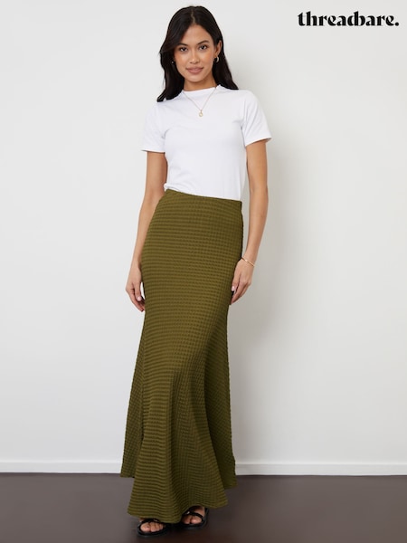 Threadbare Green Textured Jersey Pull-On Maxi Skirt (W34778) | £30