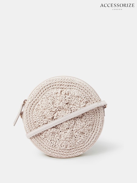 Accessorize Cream Round Macrame Bag (W34785) | £28