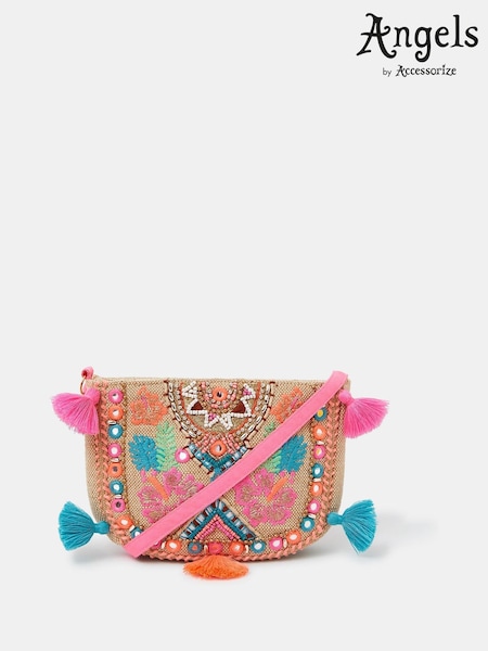 Angels By Accessorize Pink Girls Mirror & Tassel Embellished Bag (W34786) | £14