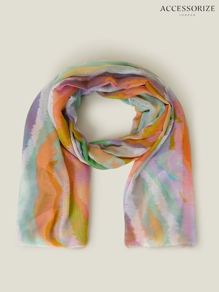 Accessorize Green Blurred Wave Print Scarf (W34809) | £22