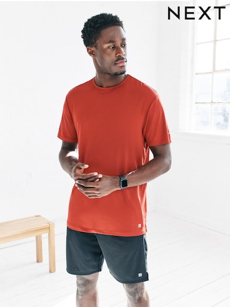 Red Short Sleeve Tee Active Gym Training Top (W34900) | £16