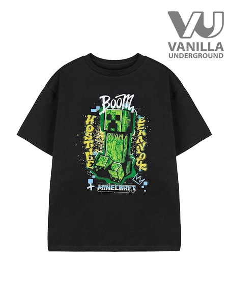 Vanilla Underground Black Boys 100% Cotton Minecraft Short Sleeved T-Shirt (W34983) | £14