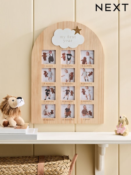 Natural New Baby Cloud My First Year Photo Frame (W35007) | £24