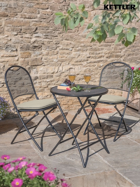 Kettler Natural Stone Café Roma Iron Set with Stone Seat Pad Cushions (W35040) | £242