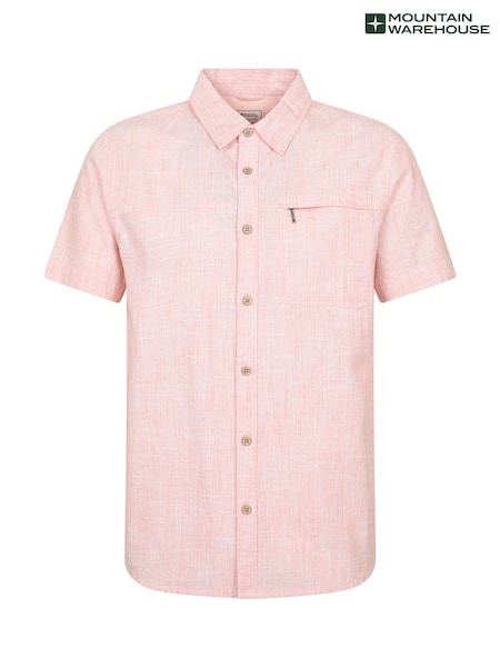 Mountain Warehouse Pink Mens Coconut Slub Texture Short Sleeve 100% Cotton Shirt (W35075) | £27