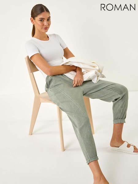 Roman Grey Seam Detail Cropped Stretch Trousers (W35124) | £42